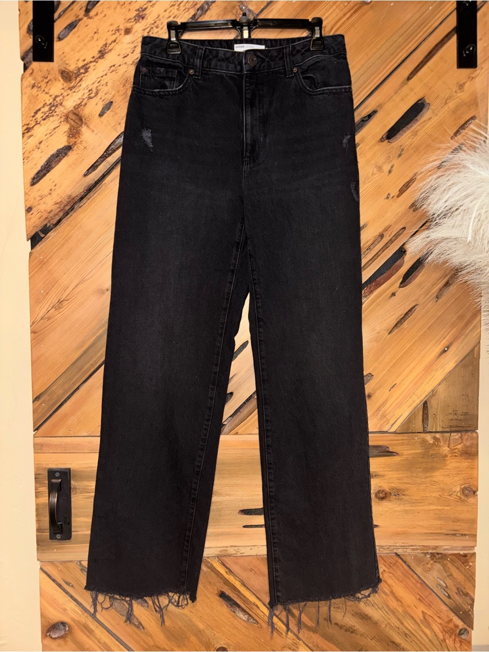 Garage Black Wide-Leg High-Rise Jeans
